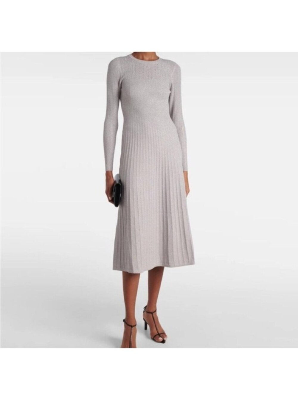 Elegant Gray Long-Sleeve Mini Dress